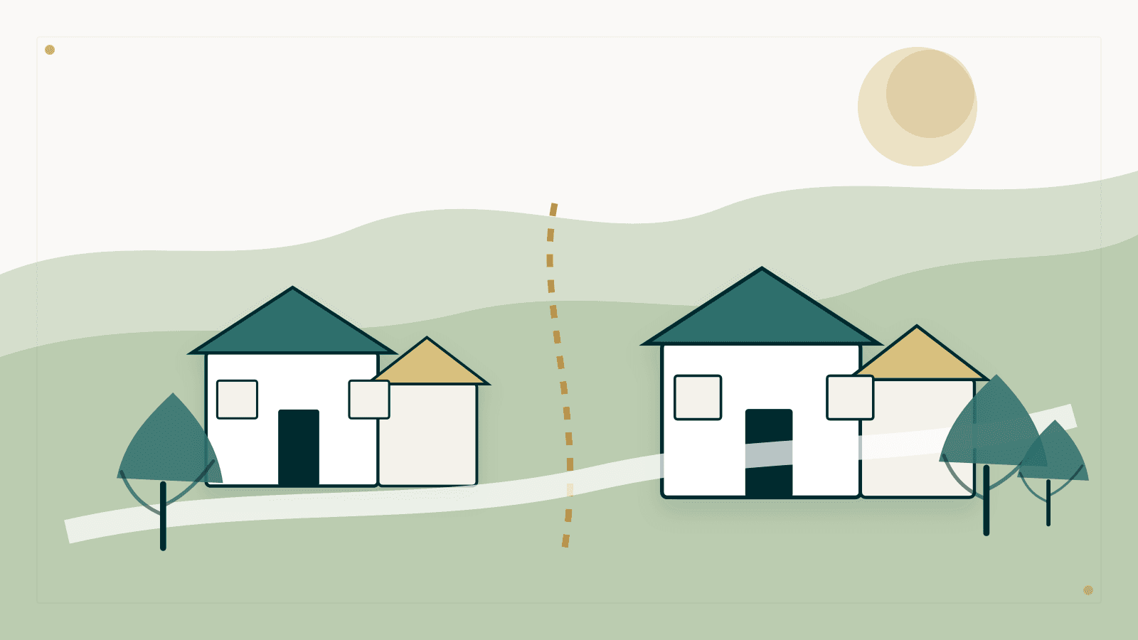 Ramapo next-door homes divided by village line and hillside terrain