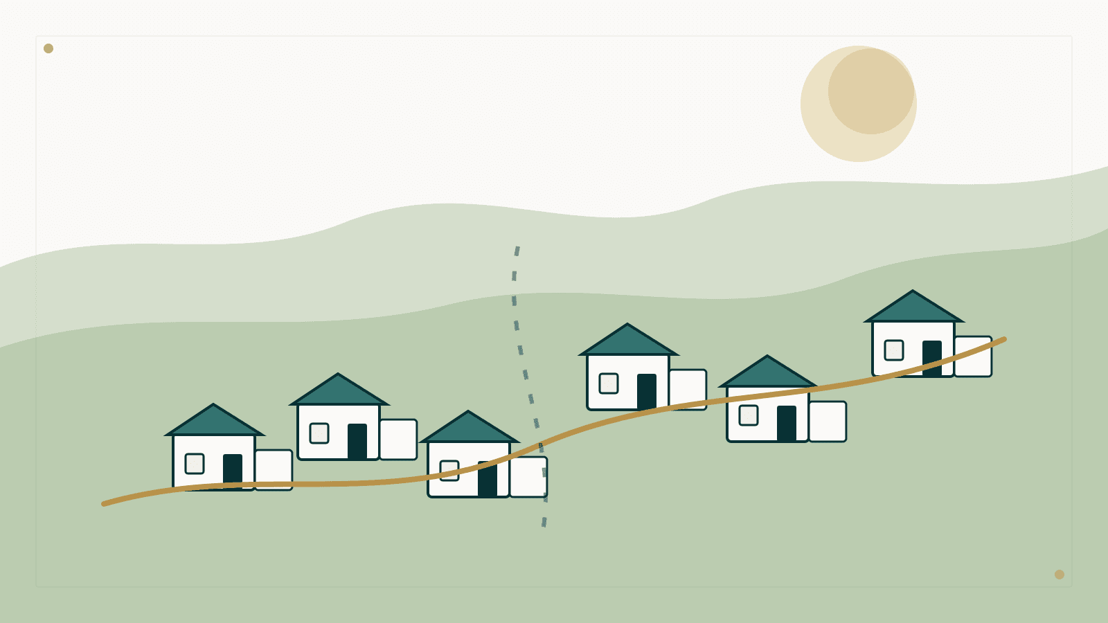 Idealized Ramapo hillside neighborhood with village segmentation theme